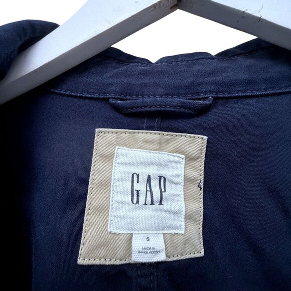 GAP Mens Utility Jacket Size Small Navy Blue Cotton Full Zip Casual Barn Coat - Picture 4 of 7